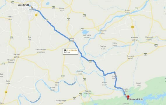 vadodara to statue of unity