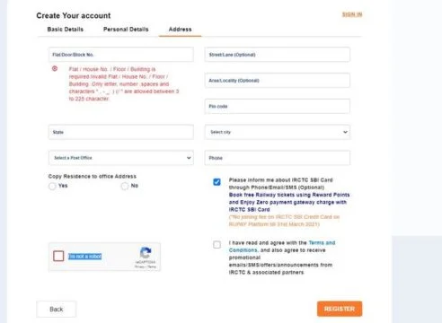 आईआरसीटीसी की वेबसाइट