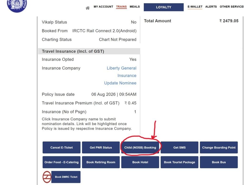 NOSB ticket booking process